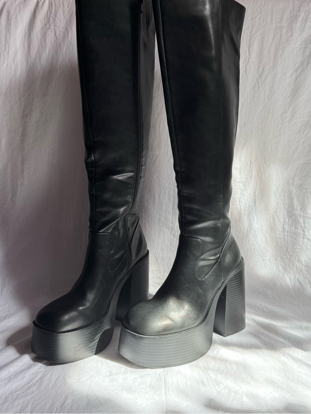 Urban Outfitters Black Platform Over-the-Knee Boots